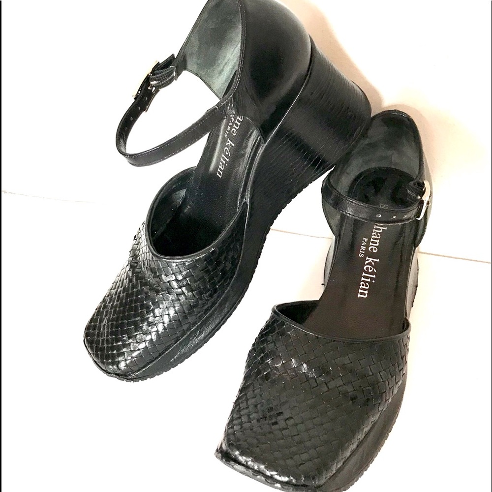Stephane Kelian black woven leather shoes